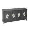 Modern 4-Door Cabinet with Mirrored Decorative Doors,for Bedroom,Living Room,Office,Easy Assembly - Grey