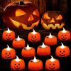 12/24pcs Halloween Pumpkin Candle Light Pumpkin Lantern Lamp Ornaments Ghost Festival Props Halloween Party Supplies Home Decor - 12pcs Type A - China