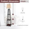 Trapezoidal Designed Floor Lamp with 3 Tiered Storage Shelf - Brown