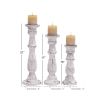 DecMode 3 Candle White Mango Wood Candle Holder, Set of 3 - Candles & Holders