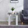 Clear Glass Top Side Table;  24"x24"x24" End Table;  Modern Design For Home - White