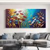 Handmade Oil Painting Canvas Wall Art Decor Original Colorful Blooming Flower painting Abstract Floral Painting for Home Decor - 90X120cm