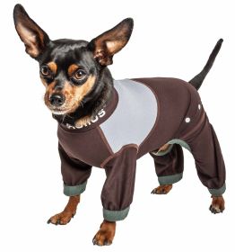 Dog Helios 'Tail Runner' Lightweight 4-Way-Stretch Breathable Full Bodied Performance Dog Track Suit (Color: Brown, size: X-Large)