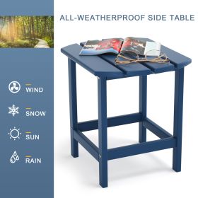 Adirondack Outdoor Side Table;  HDPE Plastic End Tables for Patio;  Backyard;  Pool;  Indoor Outdoor Companion;  Easy Maintenance Weather Resistant La (Color: Navy Blue)