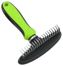 Pet Life Flex Series Undercoat Dematter Grooming Pet Rake (Color: Green)