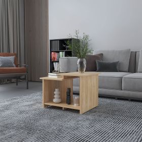 FM FURNITURE Naco Coffee Table with Open Storage, Melamine Finish, Natural Oak (Color: as Pic)